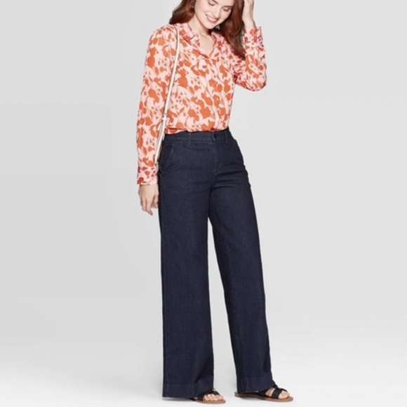 a new day Tops - A New Day Floral Light Pink/Rust Blouse